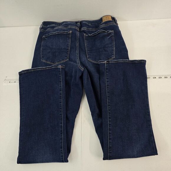 American Eagle high-rise skinny kick jeans blue denim womens next level 14 long - Picture 2 of 11